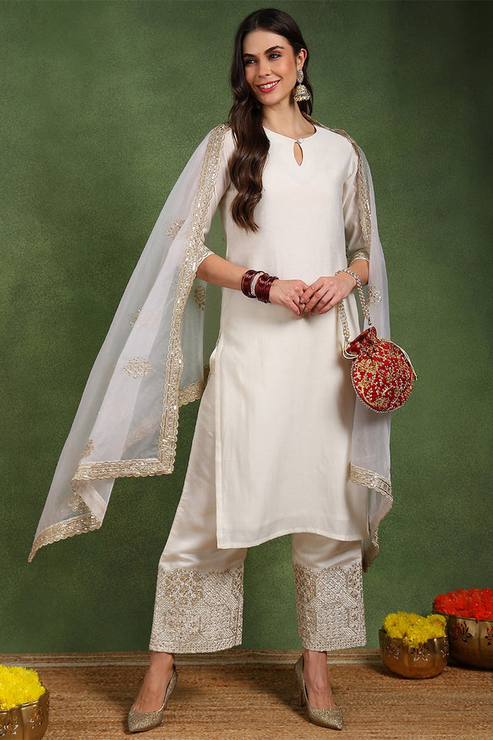 Off-White-Chanderi-Silk-Solid-Straight-3-Piece-Kurta-Set