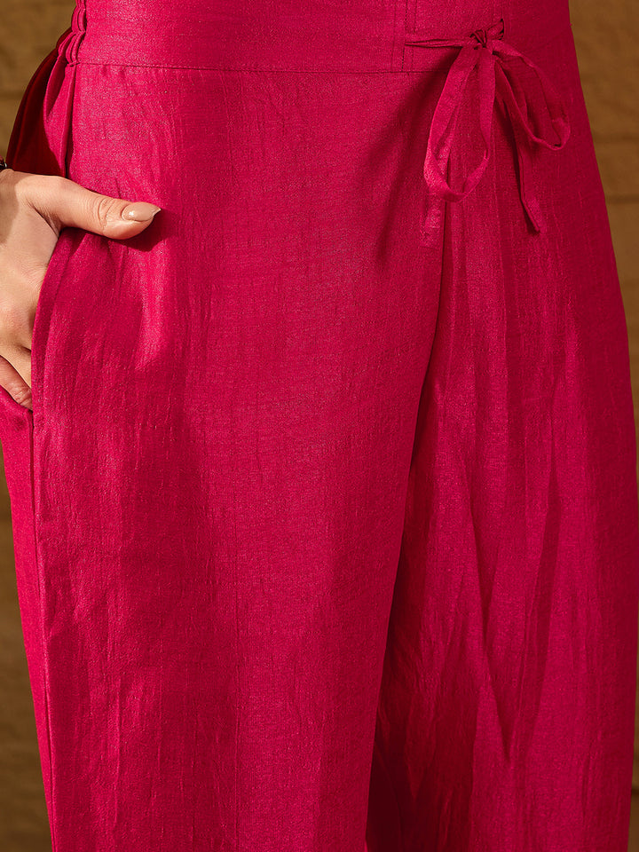 Red Silk Blend Ethnic Motifs Anarkali 3-Piece Kurta Set