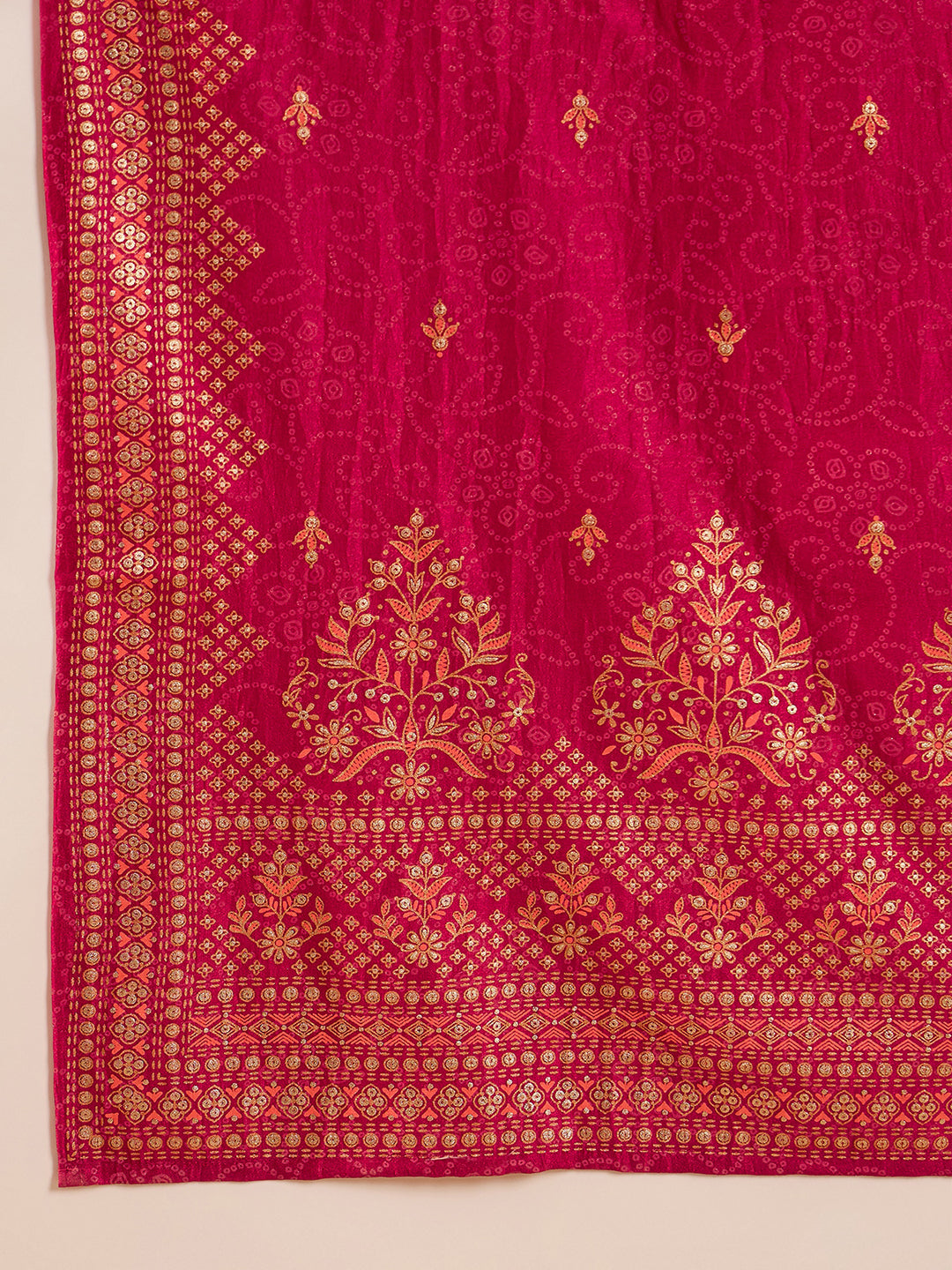 Red Silk Blend Ethnic Motifs Anarkali 3-Piece Kurta Set