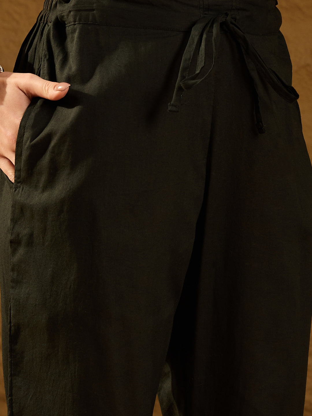 Black Chanderi Straight 3-Piece Kurta Set