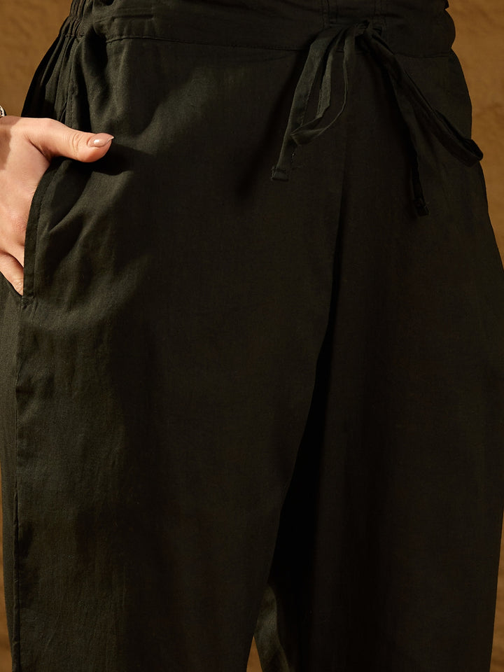 Black Chanderi Straight 3-Piece Kurta Set