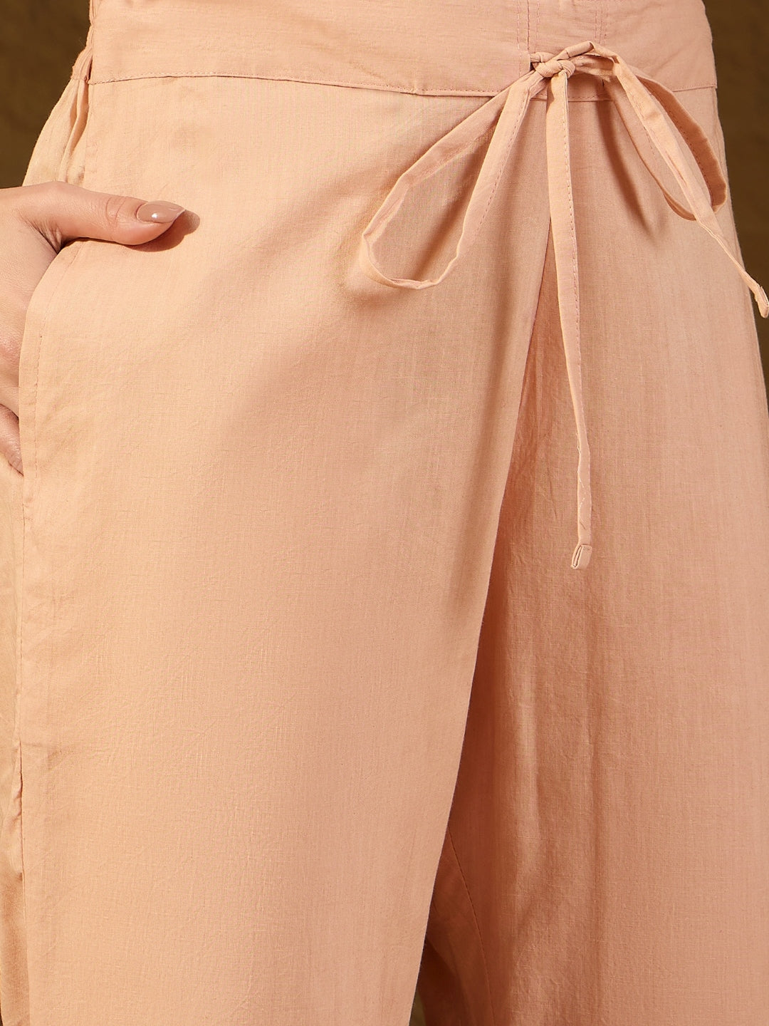 Nude Chanderi Self Design Straight 3-Piece Kurta Set