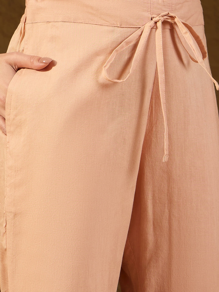 Nude Chanderi Self Design Straight 3-Piece Kurta Set