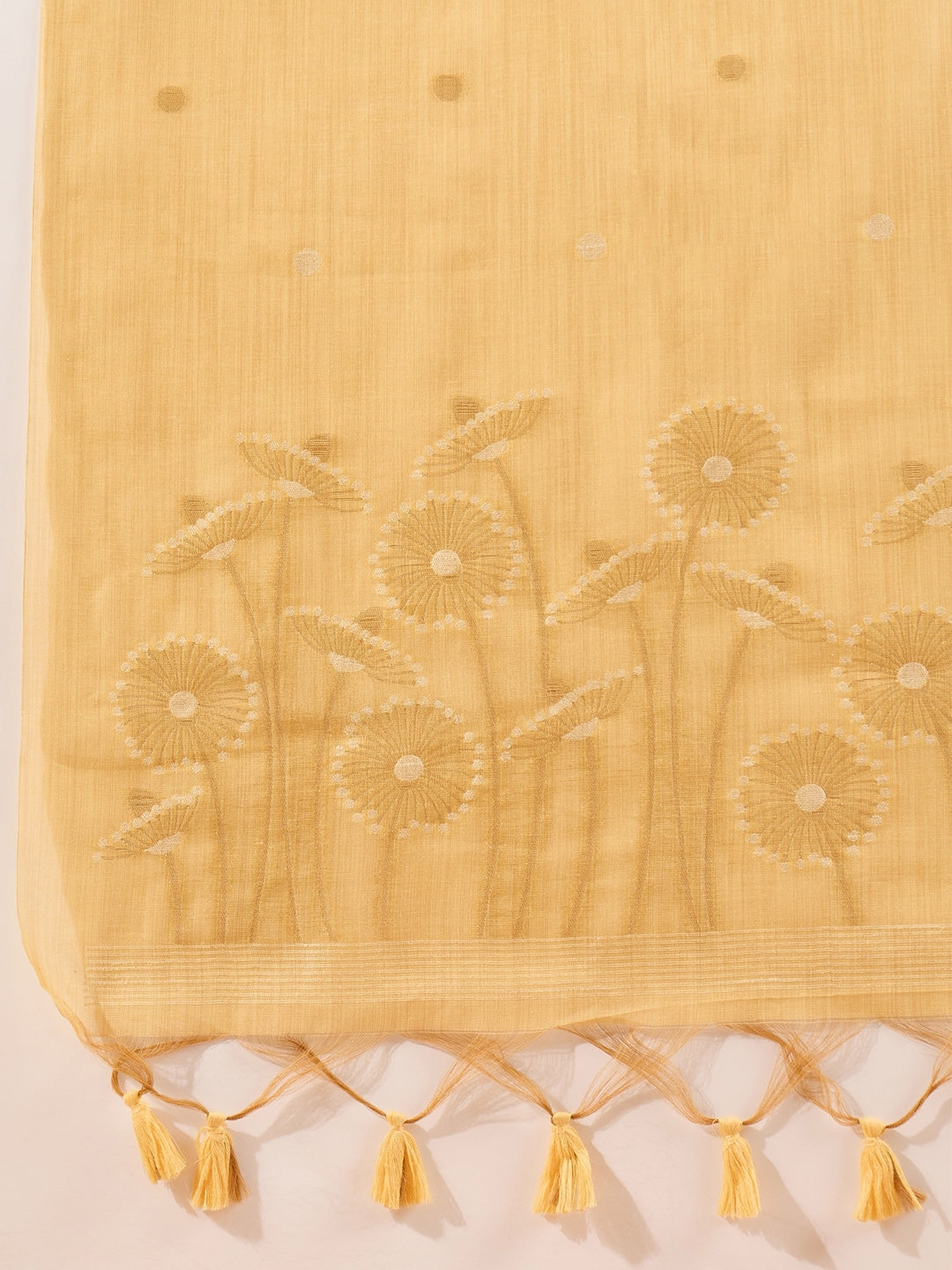 Yellow Chanderi Woven Design Straight Kurta Trouser with Dupatta