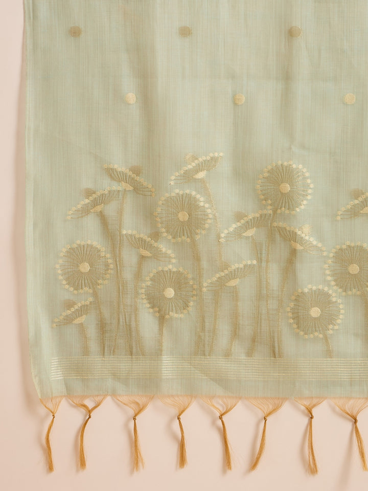 Blue Chanderi Solid Straight 3-Piece Kurta Set