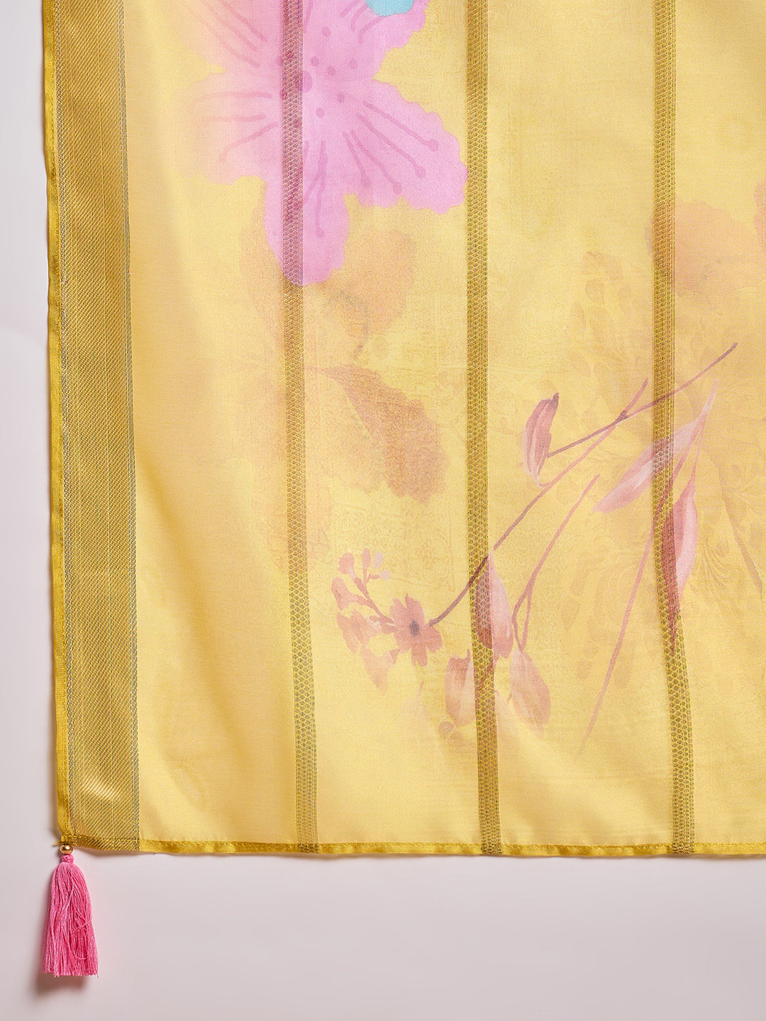 Yellow Silk Blend Solid Embroidered Straight Kurta Trouser With Dupatta