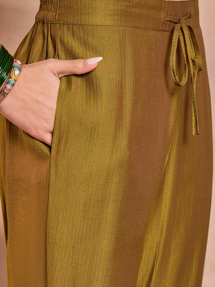 Green Silk Blend Floral Printed Straight Kurta Trouser With Dupatta