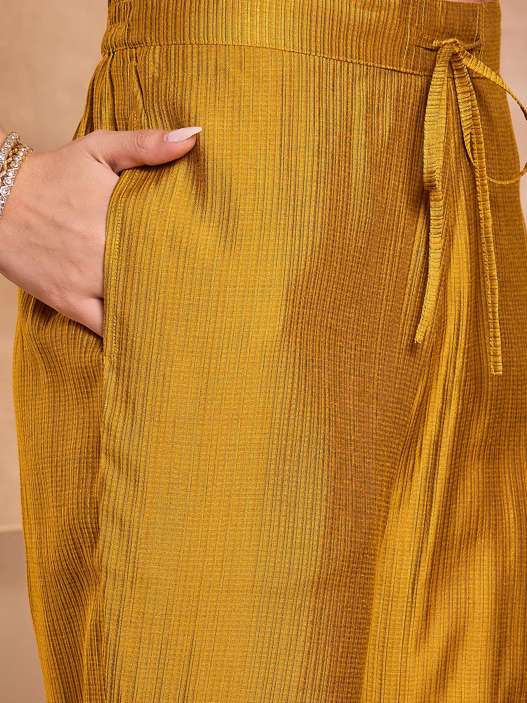 Mustard Silk Blend Floral Printed Straight Kurta Trouser With Dupatta