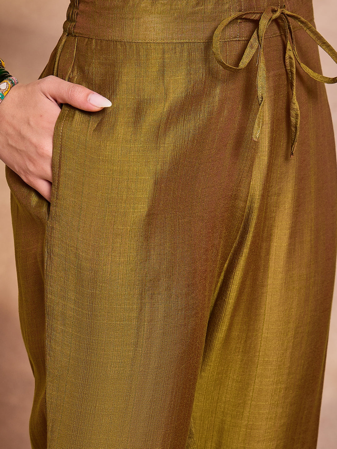 Green Floral Printed Kurta With Trousers And Dupatta