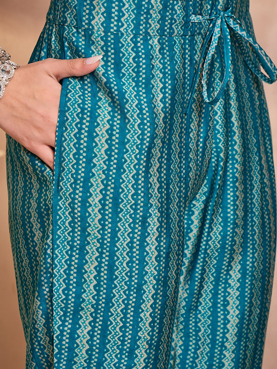 Silk Blend Ethnic Motifs Printed Blue Kurta And Trousers With Dupatta