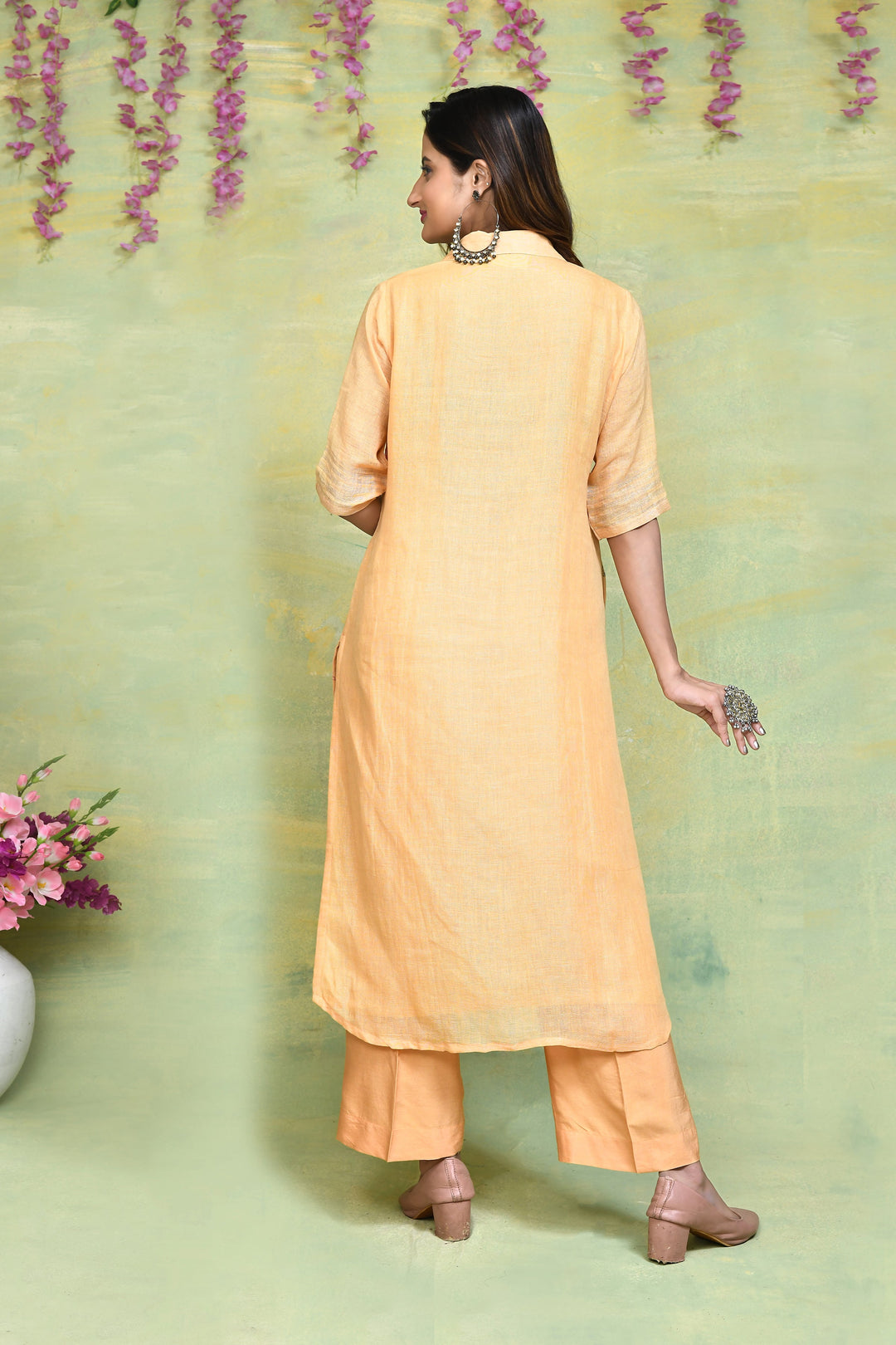 Pale-Orange-Linen-Embroidery-Co-ord-sets