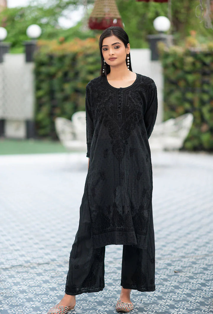 Patola-Black-Dobby-Cotton-Thread-Work-2-Piece-Kurta-Set