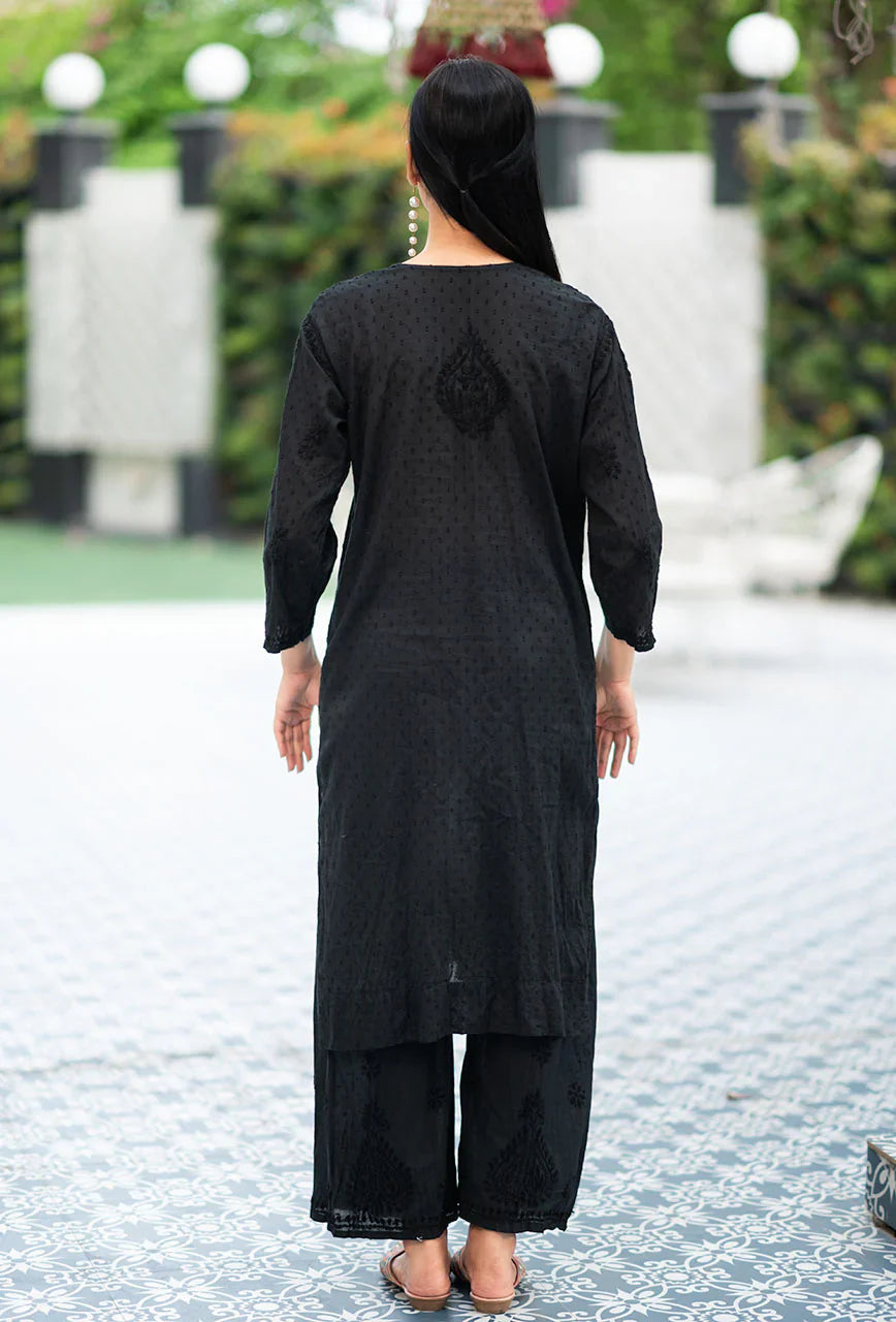 Patola-Black-Dobby-Cotton-Thread-Work-2-Piece-Kurta-Set