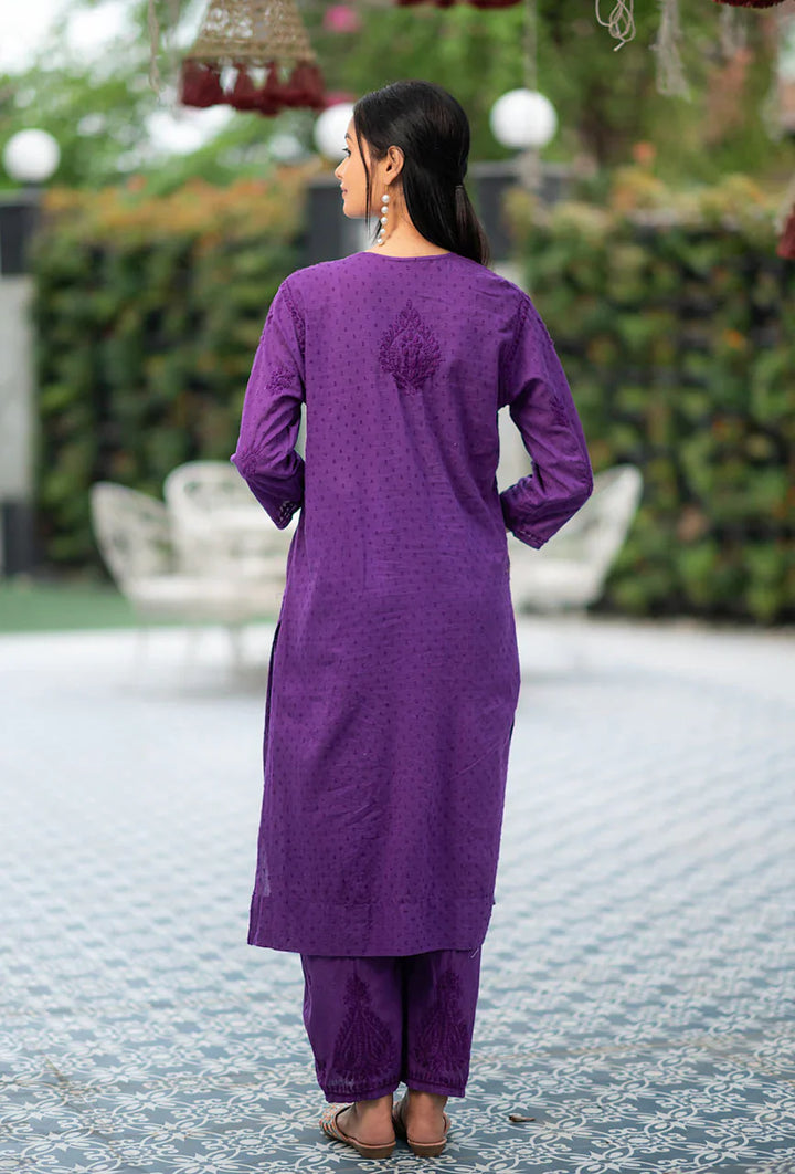 Patola-Purple-Dobby-Cotton-Thread-Work-2-Piece-Kurta-Set