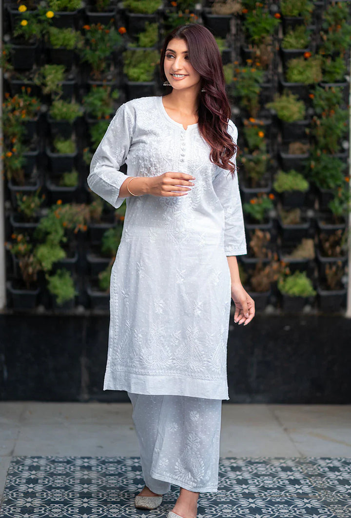 Patola-White-Dobby-Cotton-Thread-Work-2-Piece-Kurta-Set