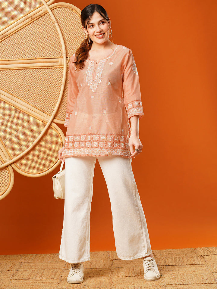 Peach-Chanderi-Ethnic-Motifs-Embroidered-Tunic