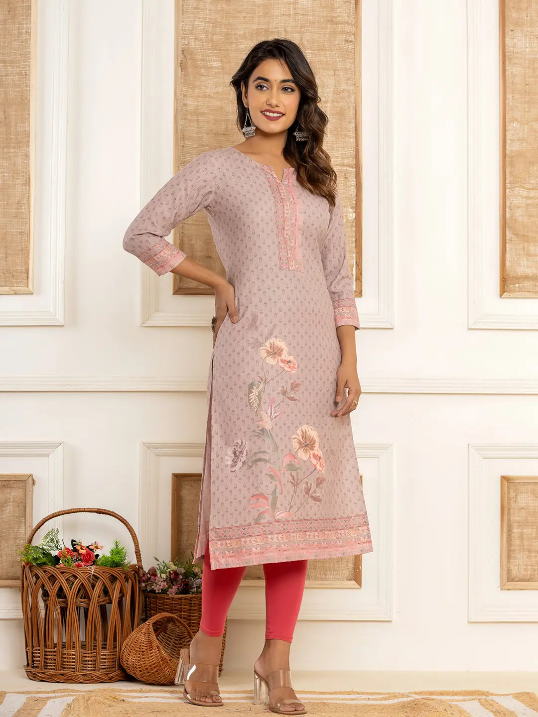 Peach-Cotton-A-Line-Digital-Print-Straight-Kurta