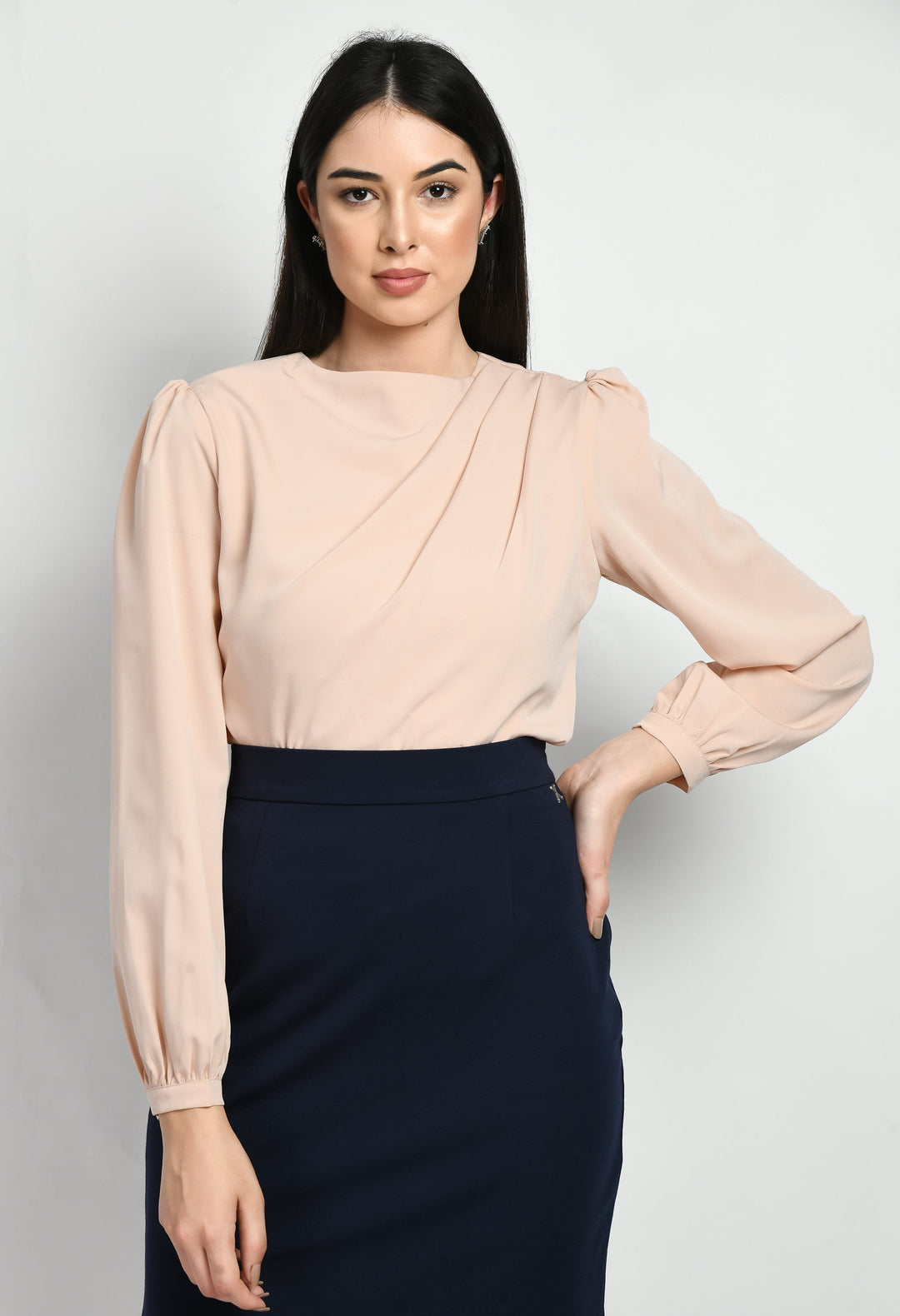 Peach-Cotton-Blend-Genius-Pleat-Detail-Top