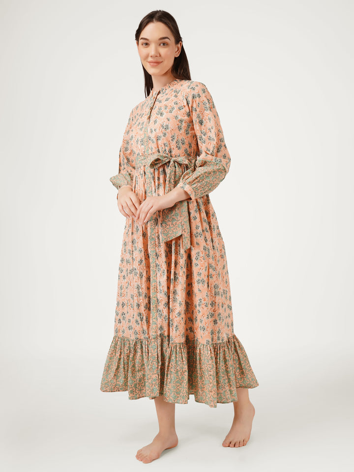 Peach-Cotton-Printed-Dress