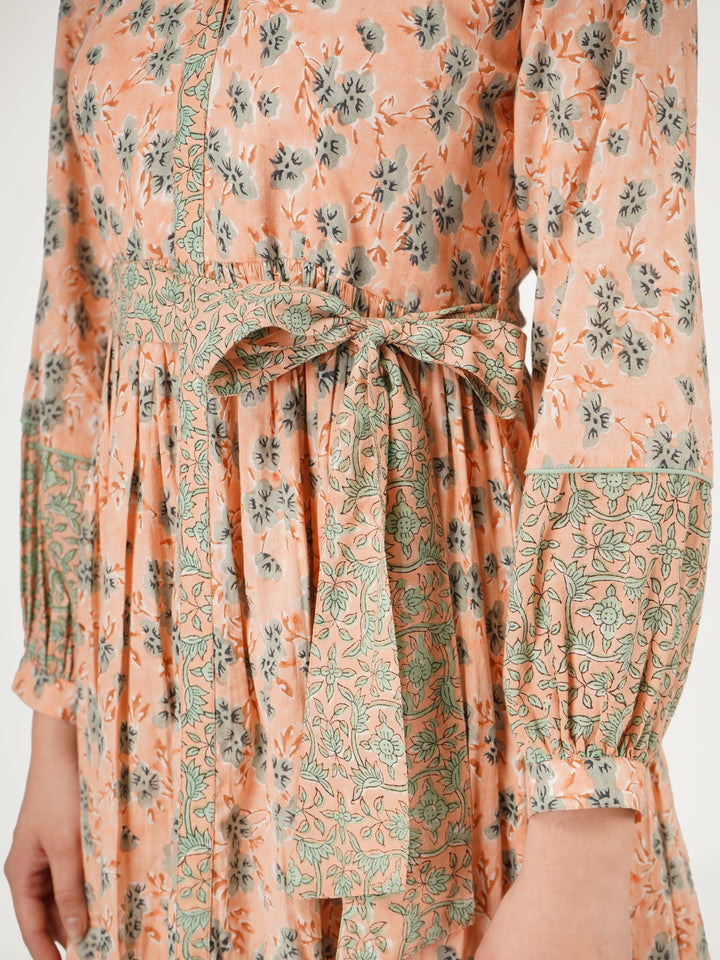 Peach-Cotton-Printed-Dress