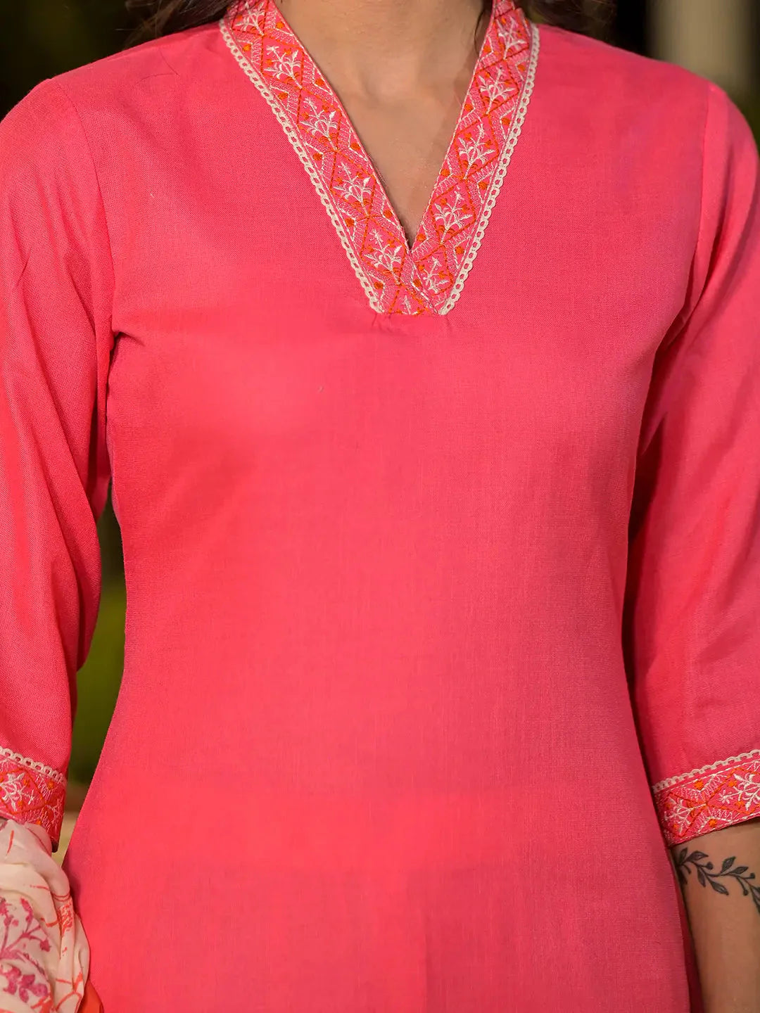 Peach-Cotton-Straight-Embroidered-On-Yoke-3-Piece-Kurta-Set