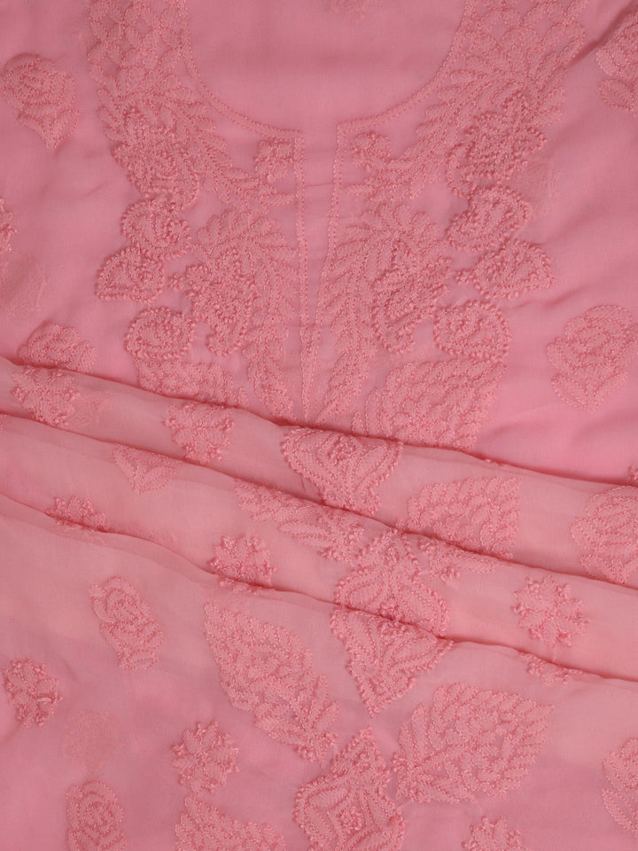 Peach-Georgette-Embroidered-Chikankari-Dress-Material