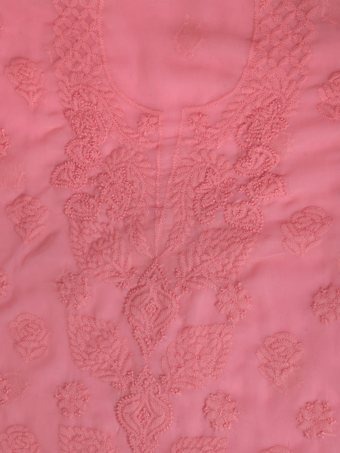 Peach-Georgette-Embroidered-Chikankari-Dress-Material