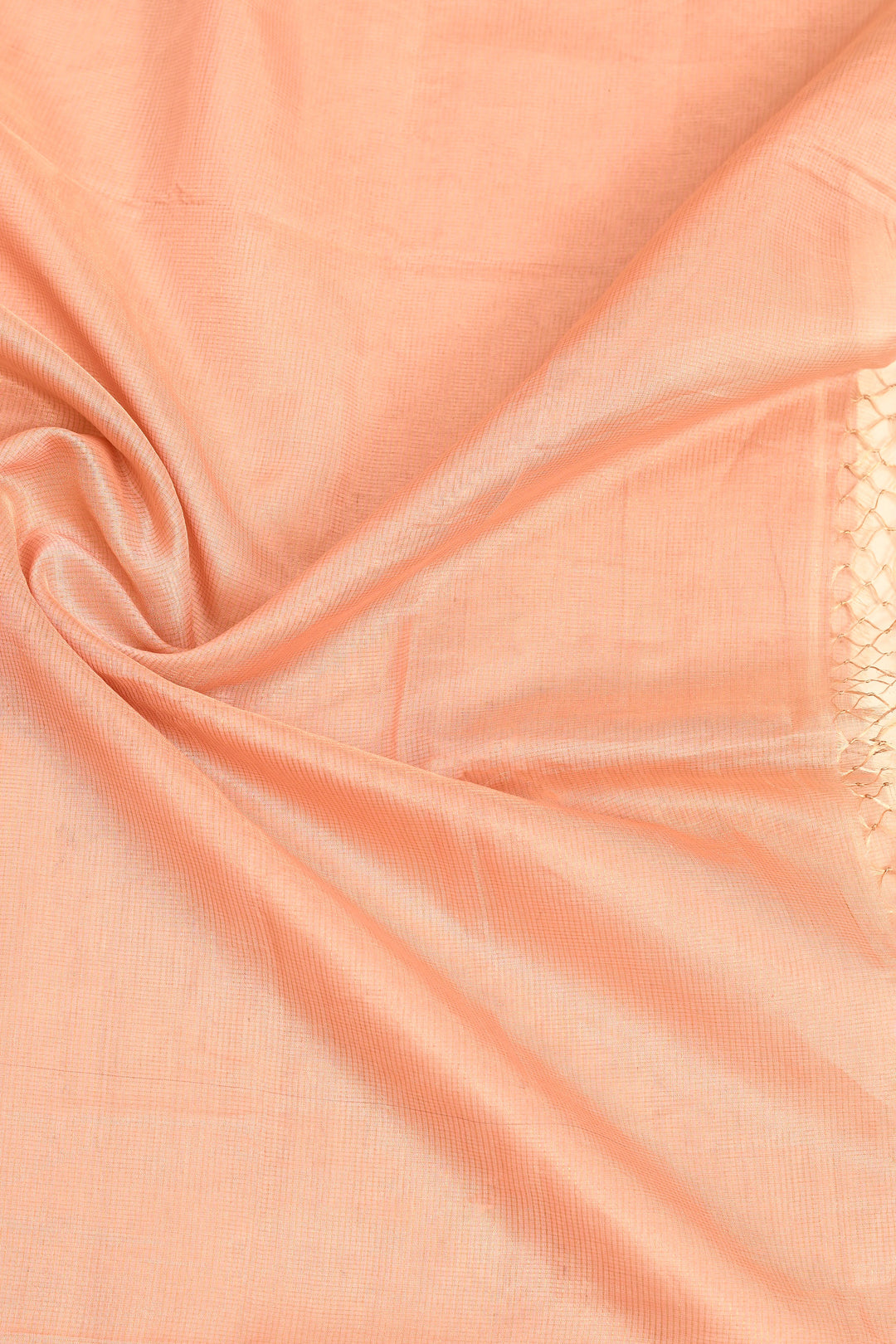 Peach-Maheshwari-Tissue-Small-Golden-Checks-Saree