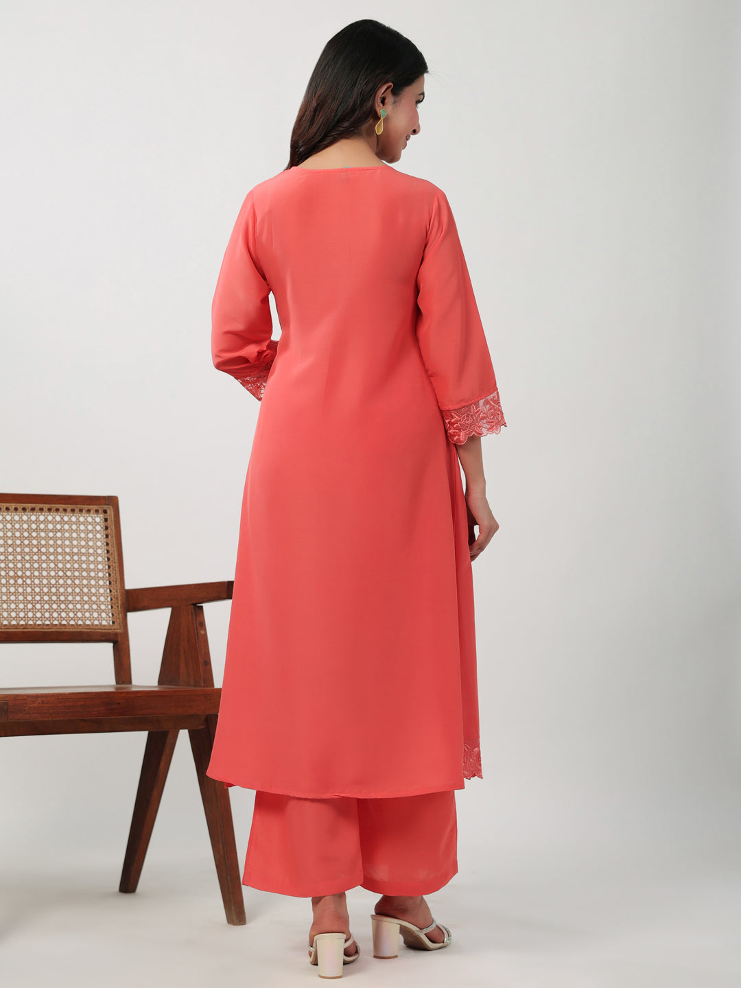 Peach-Muslin-Angrakha-2-Piece-Kurta-Set