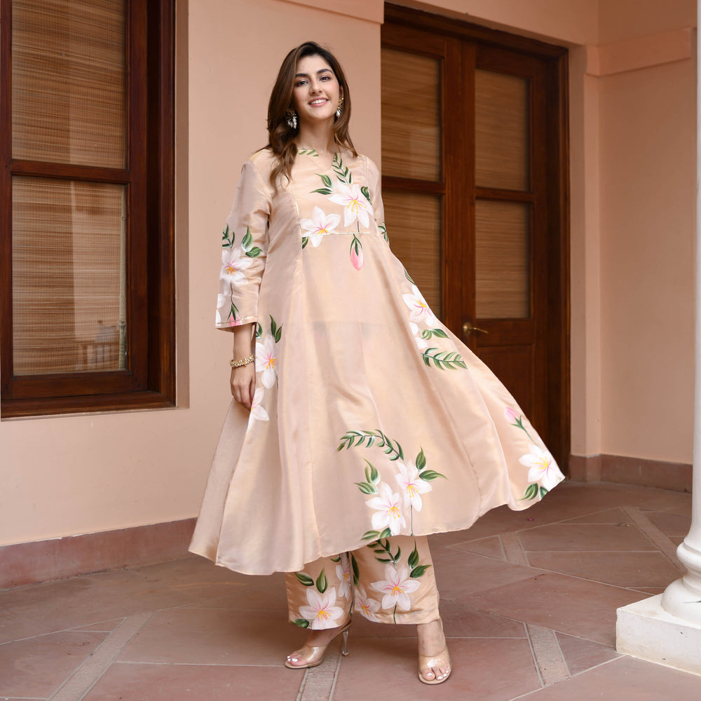 Peach-Muslin-Floral-Printed-A-Line-2-Piece-Kurta-Set