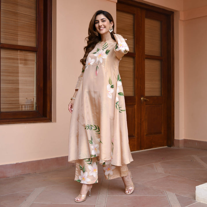 Peach-Muslin-Floral-Printed-A-Line-2-Piece-Kurta-Set