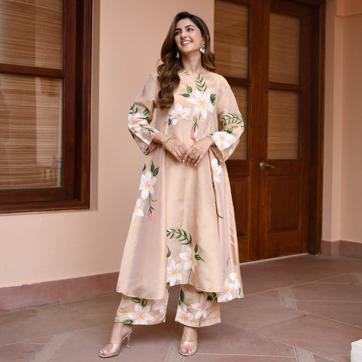 Peach-Muslin-Floral-Printed-A-Line-2-Piece-Kurta-Set