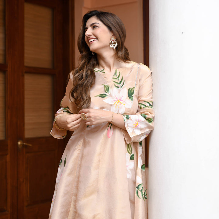 Peach-Muslin-Floral-Printed-A-Line-2-Piece-Kurta-Set