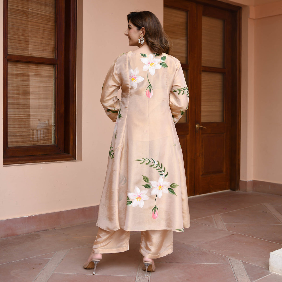 Peach-Muslin-Floral-Printed-A-Line-2-Piece-Kurta-Set