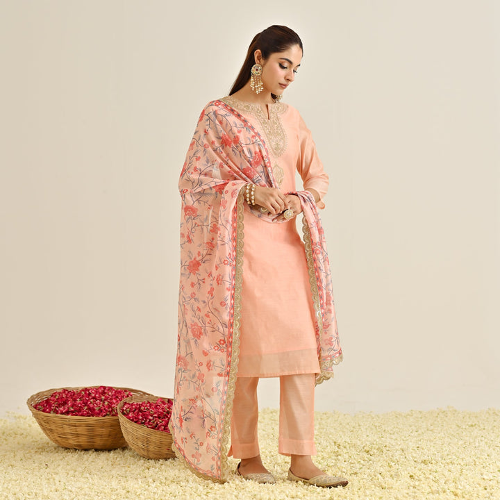 Peach-Poly-Chanderi-Yoke-Detail-Straight-3-Piece-Kurta-Set