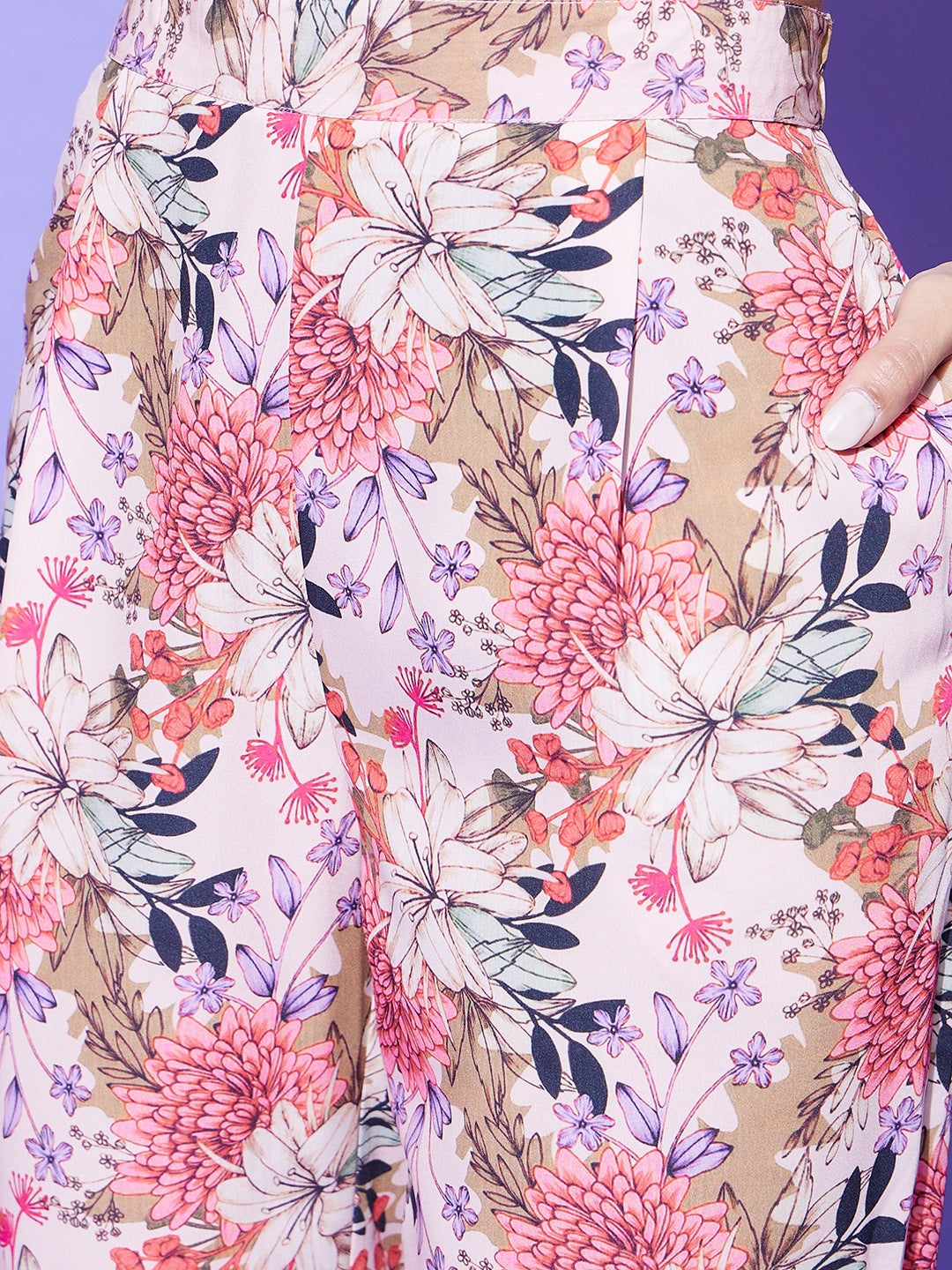 Peach-Polyester-Floral-Printed-Co-Ord-Set