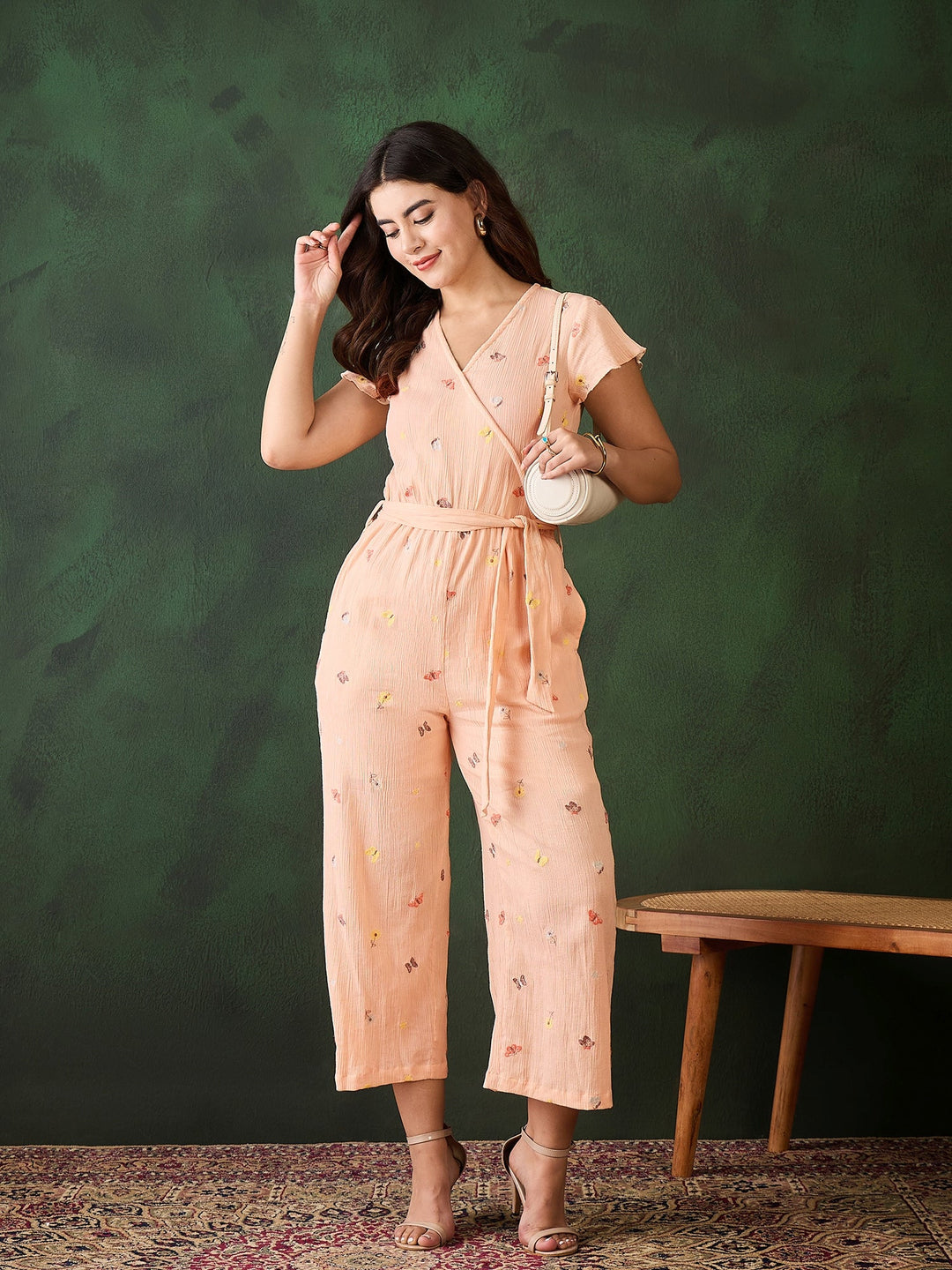 Peach-Rayon-Crepe-Butterfly-Embroidered-Jumpsuit