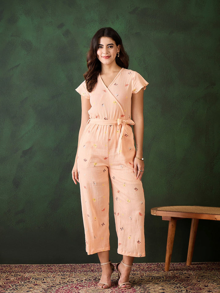 Peach-Rayon-Crepe-Butterfly-Embroidered-Jumpsuit