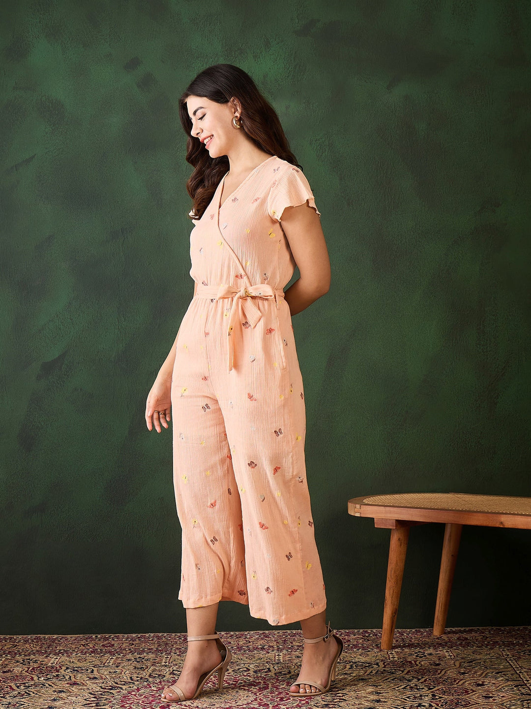 Peach-Rayon-Crepe-Butterfly-Embroidered-Jumpsuit