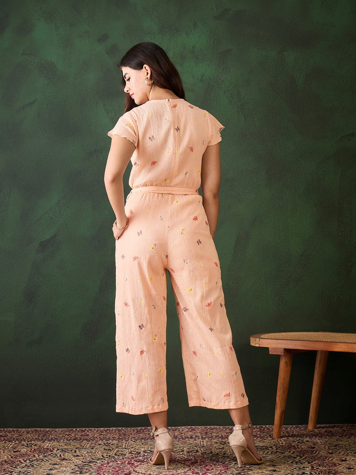 Peach-Rayon-Crepe-Butterfly-Embroidered-Jumpsuit