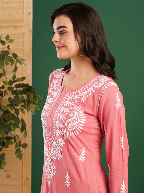 Peach-Cotton-Blend-Straight-2-Piece-Kurta-Sets