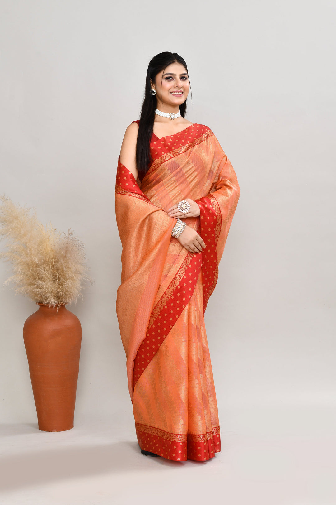 Peach-Kota-Silk-Banarasi-Zari-Work-Saree