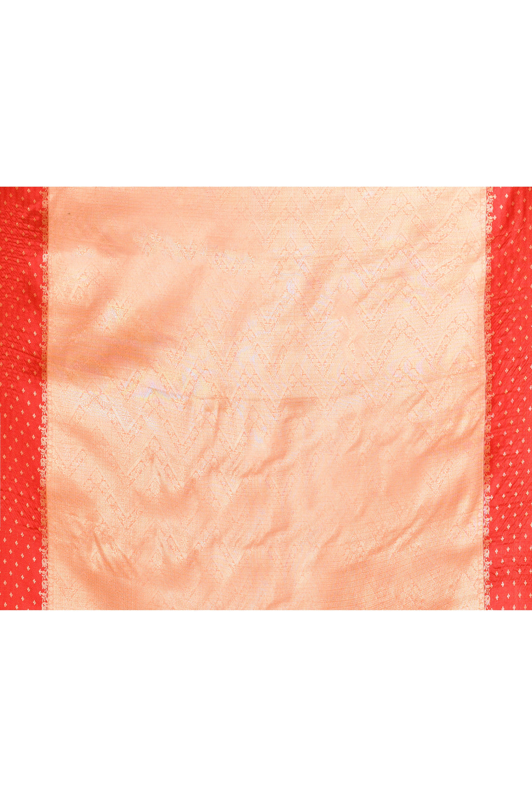 Peach-Kota-Silk-Red-Border-Banarasi-Zari-Work-Saree