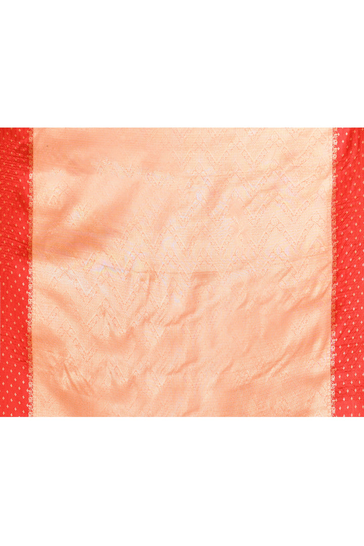 Peach-Kota-Silk-Red-Border-Banarasi-Zari-Work-Saree