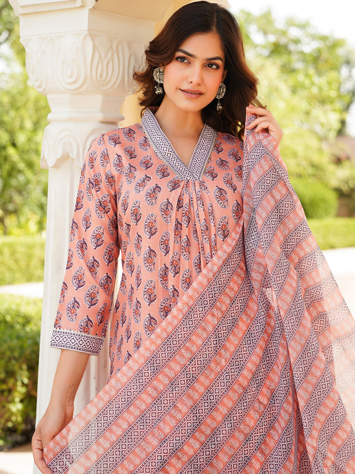 Peach-Rayon-Blend-Ethnic-Motifs-Printed-Straight-3-Piece-Kurta-Set