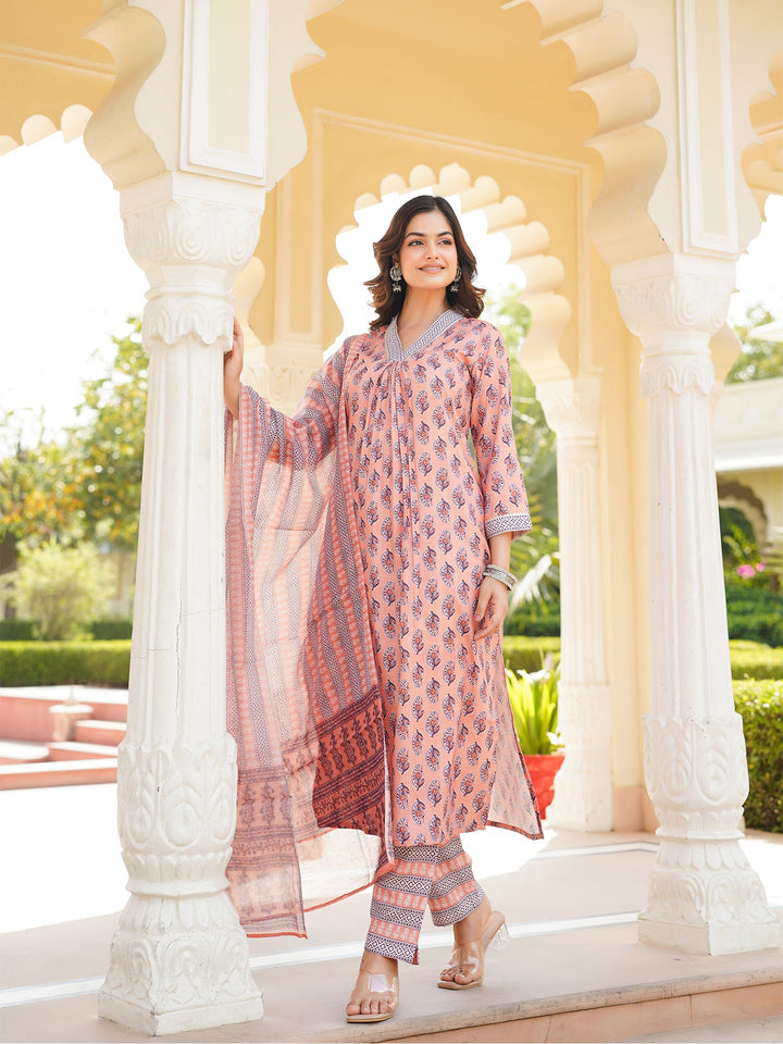 Peach-Rayon-Blend-Ethnic-Motifs-Printed-Straight-3-Piece-Kurta-Set