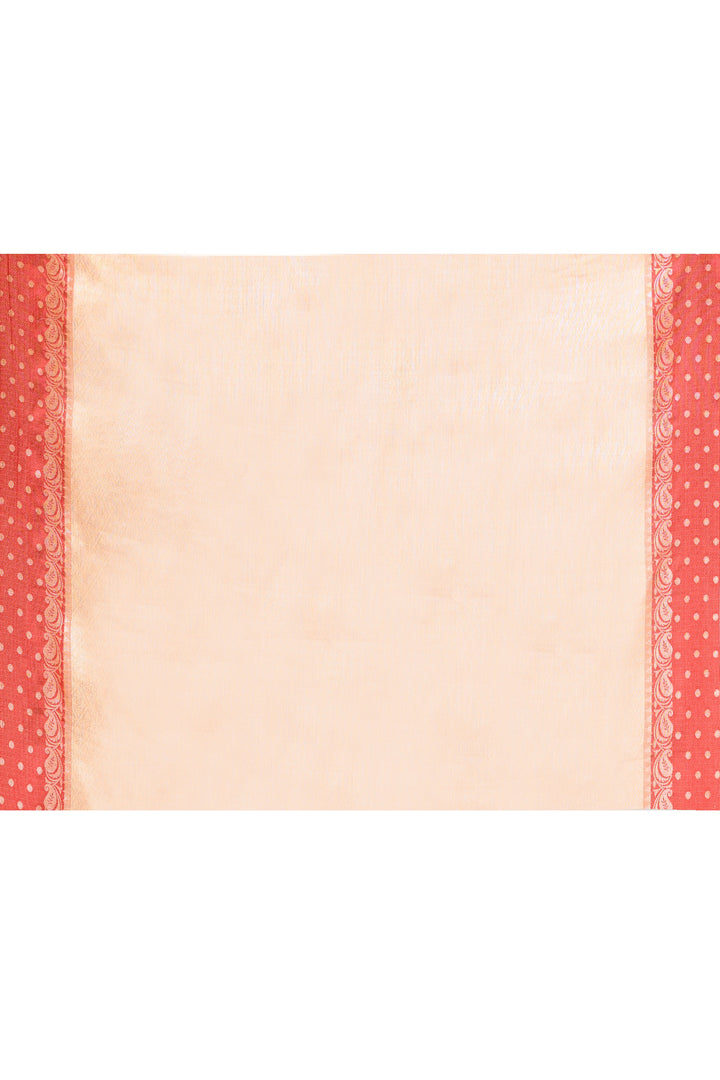 Peach-&-Red-Kota-Silk-Banarasi-Zari-Work-Saree