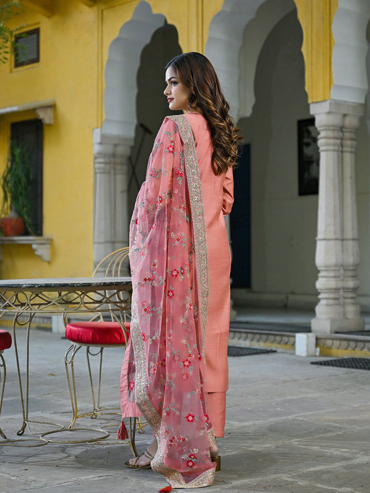 Peach-Silk-Blend-Solid-Woven-Design-3-Piece-Kurta-Set