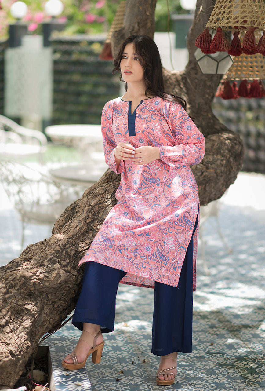 Peachy-Blue-Cotton-Hand-Block-Print-Kurta