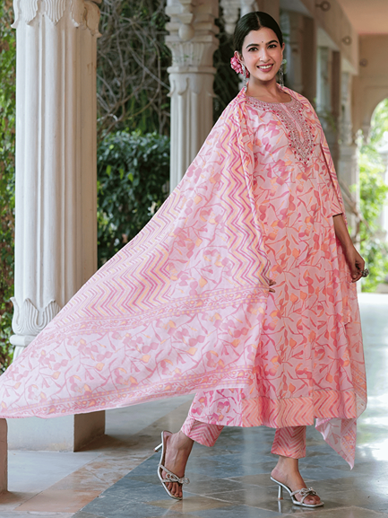 Pink-Cotton-Embroidered-3-Piece-Kurta-Set